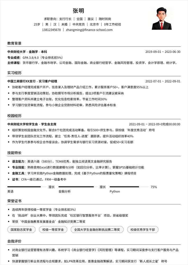 支行行长 | 校招