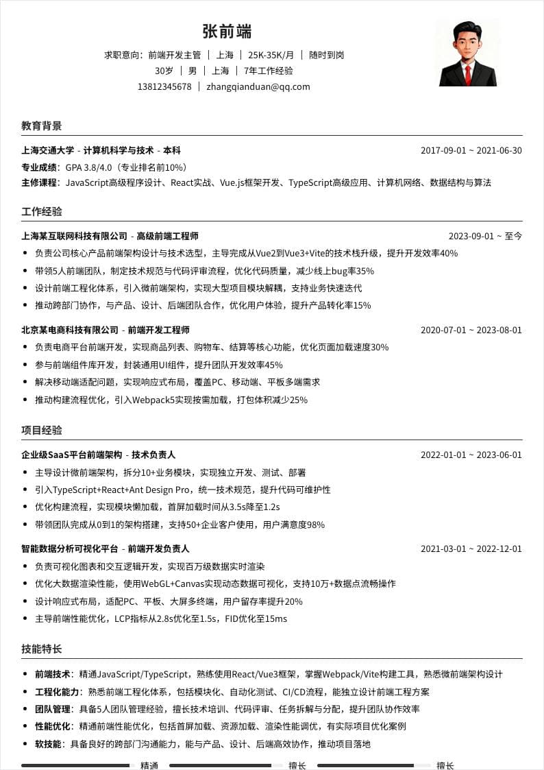 前端开发主管 | 社招