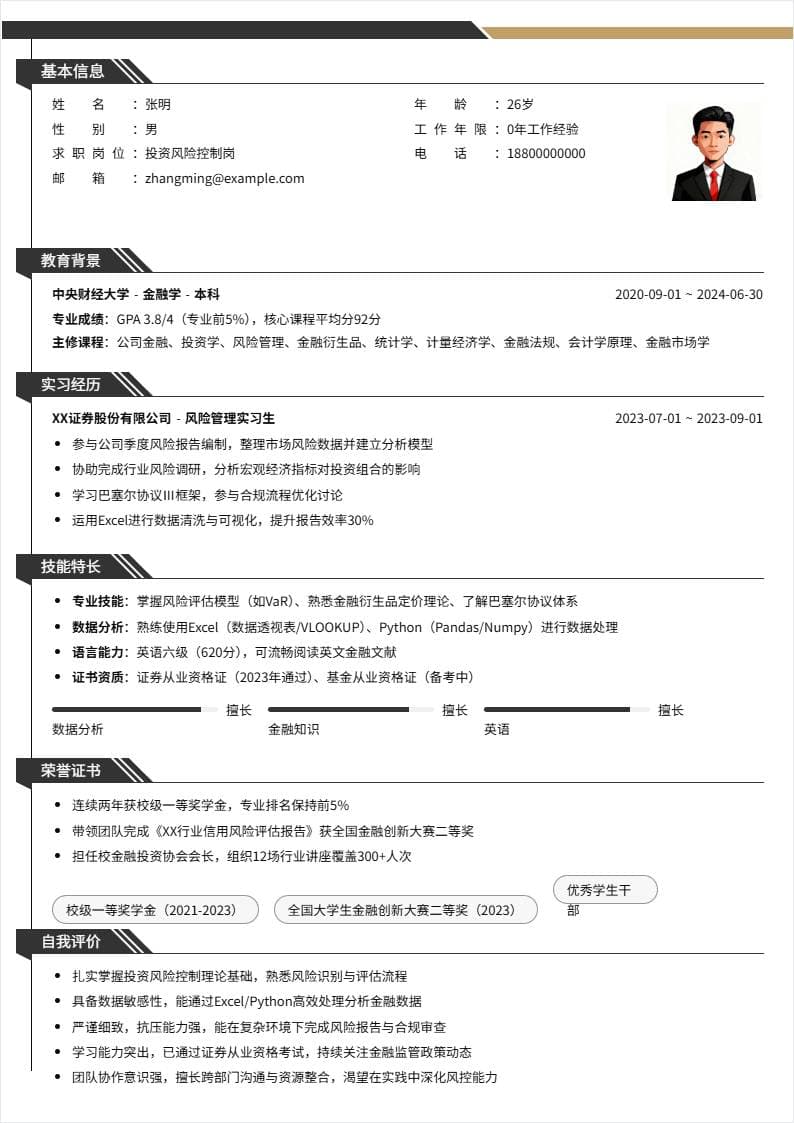 投资风险控制 | 校招