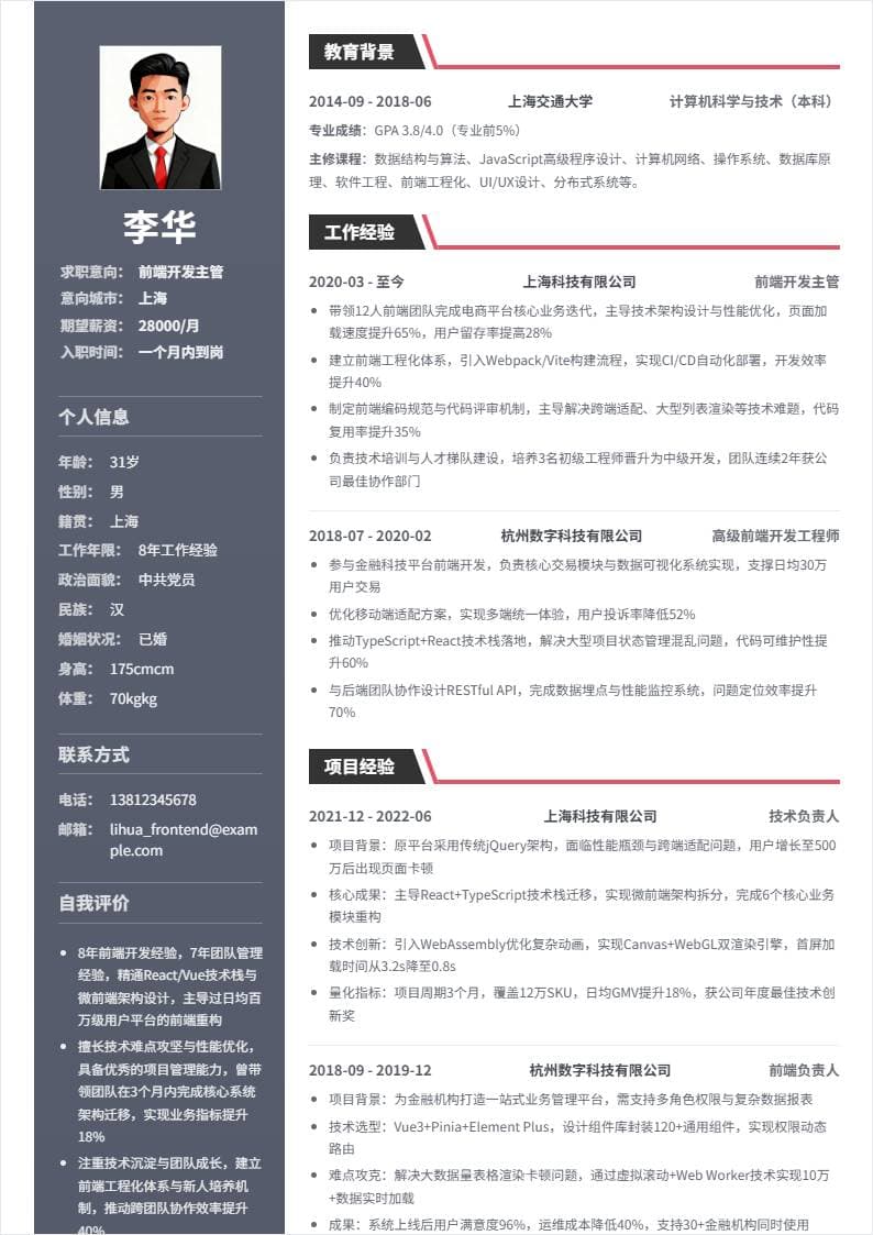 前端开发主管 | 社招