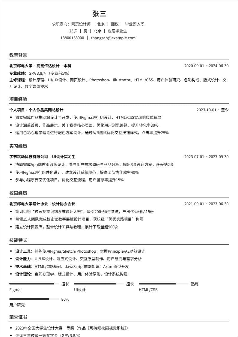 网页设计师 | 校招