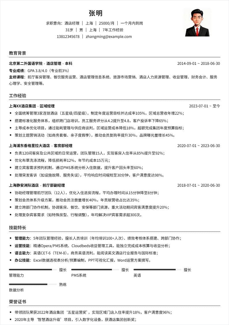 酒店经理 | 社招