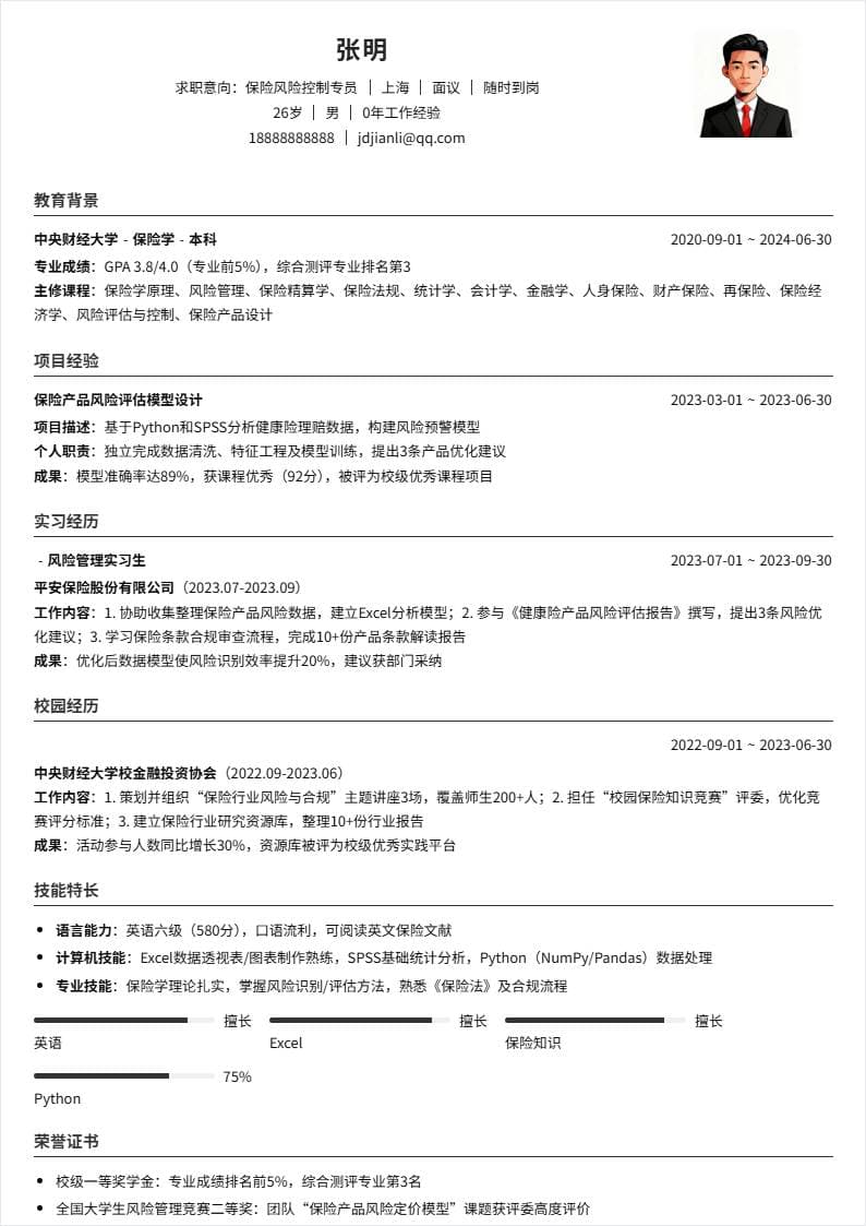 保险风险控制 | 校招