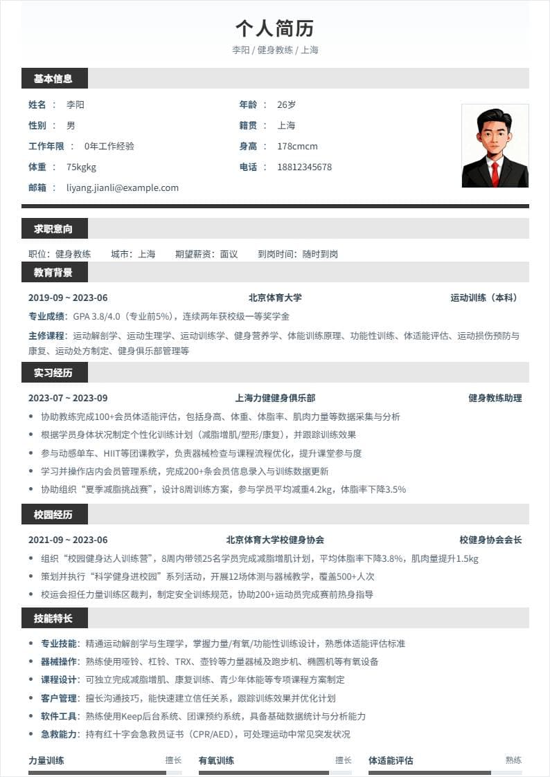 健身教练 | 校招