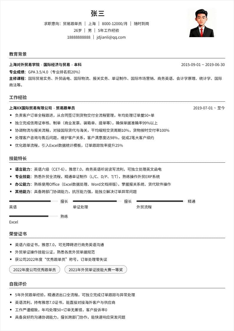 贸易跟单员 | 社招