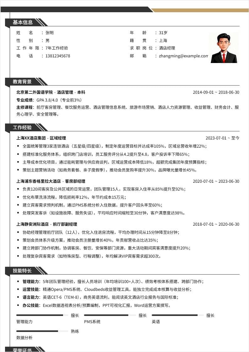 酒店经理 | 社招