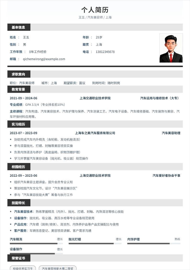 汽车美容师 | 校招