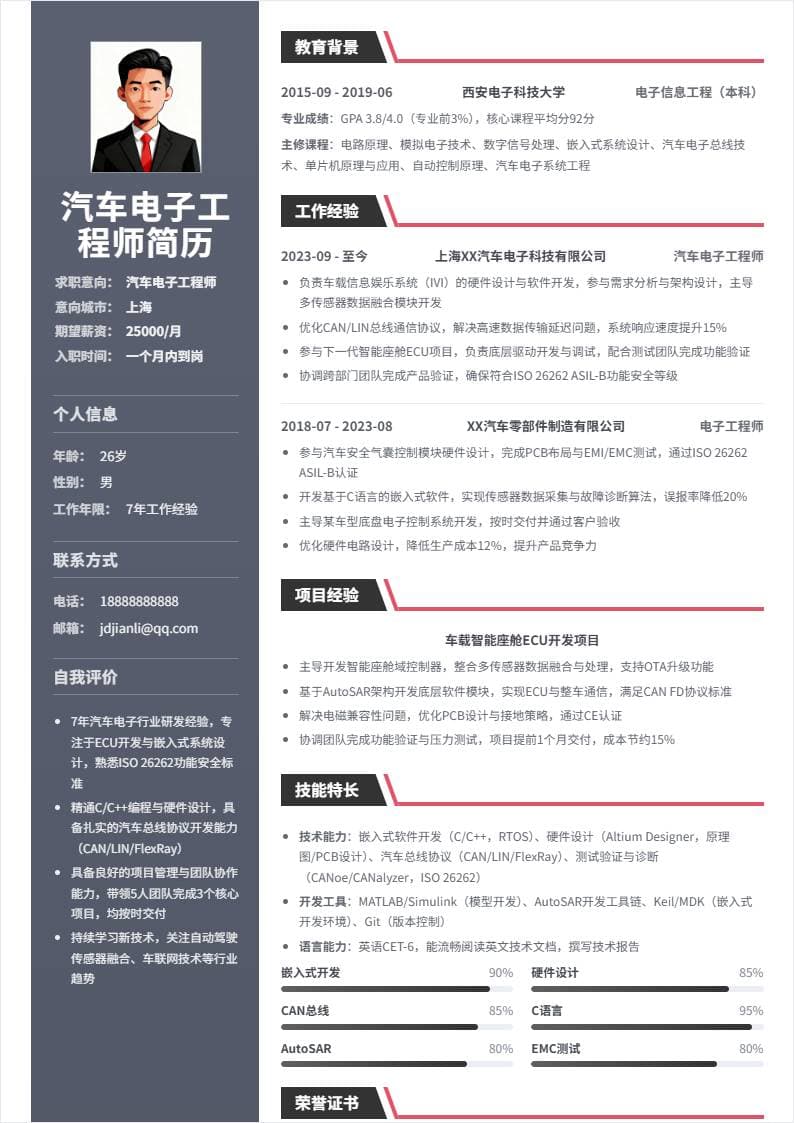 汽车电子工程师 | 社招