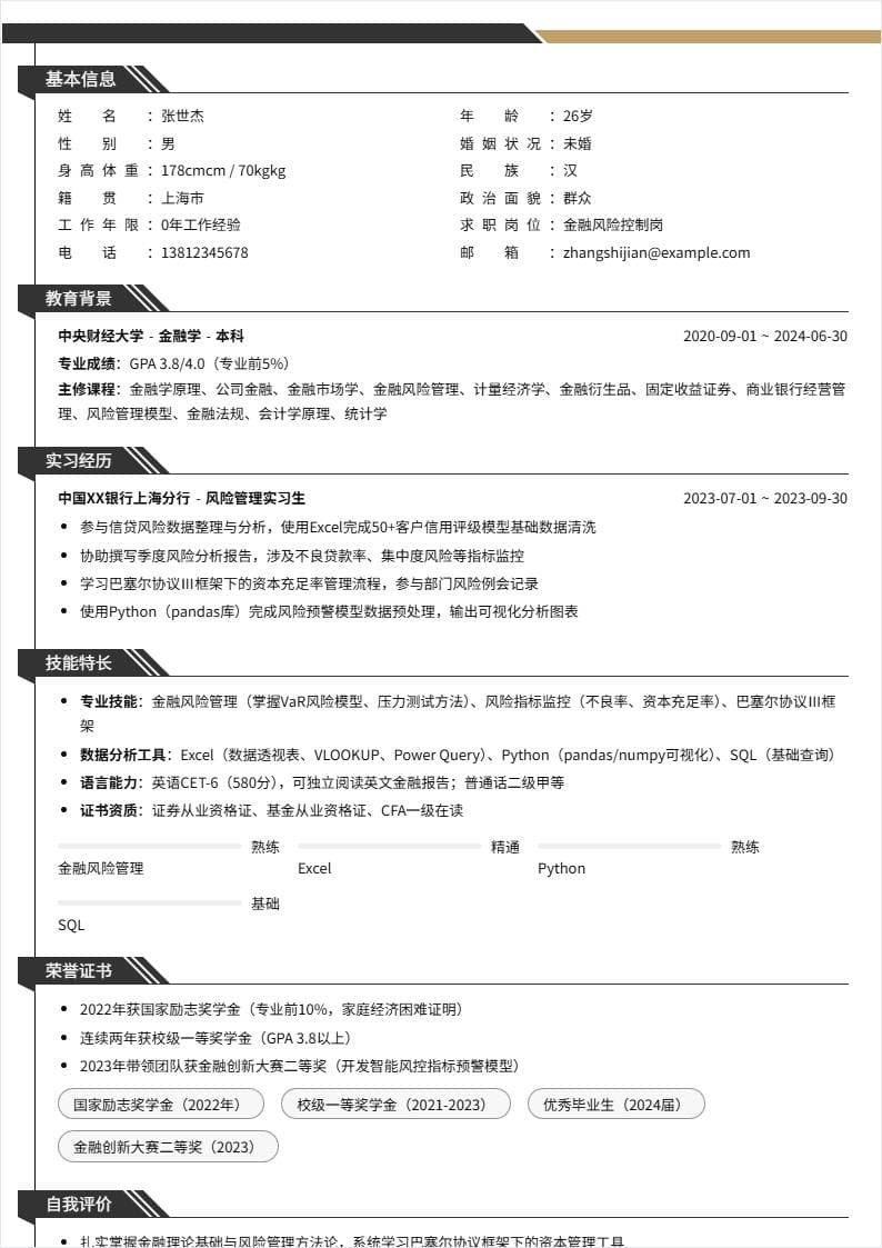 金融风险控制 | 校招