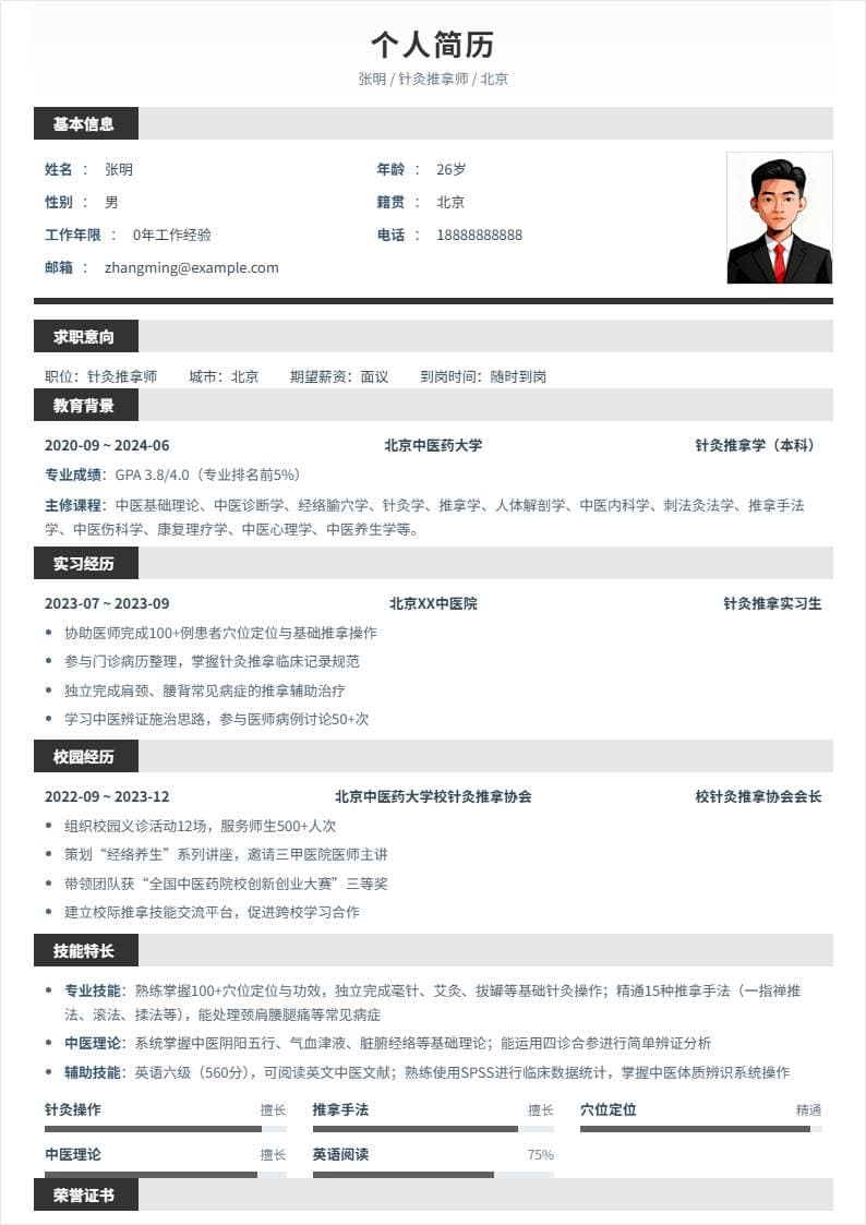 针灸推拿师 | 校招