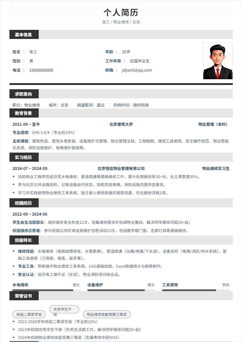 物业维修 | 校招