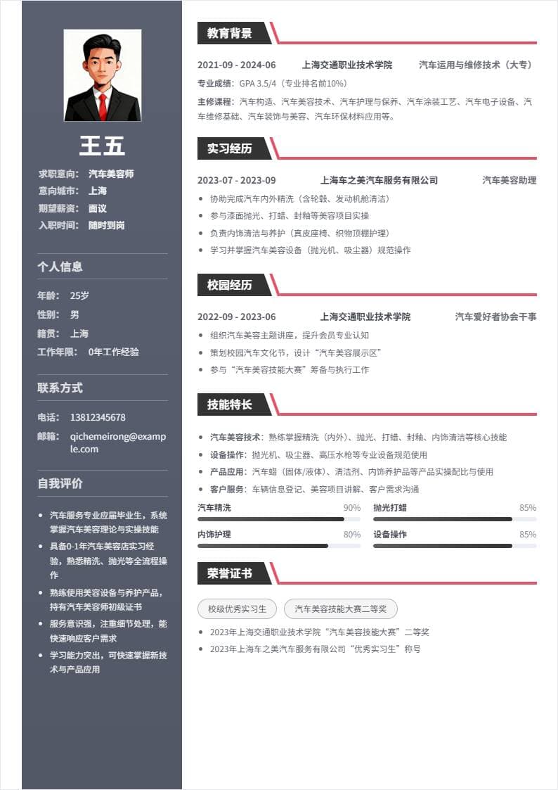 汽车美容师 | 校招