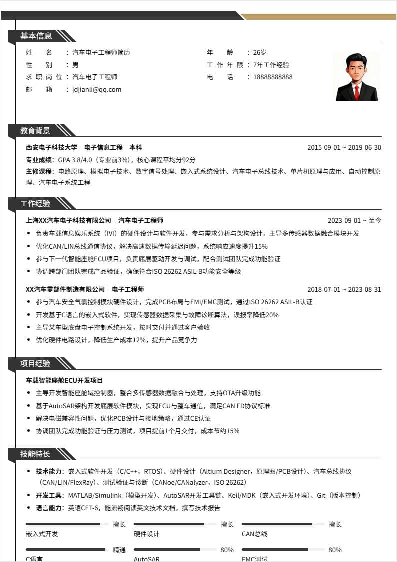 汽车电子工程师 | 社招