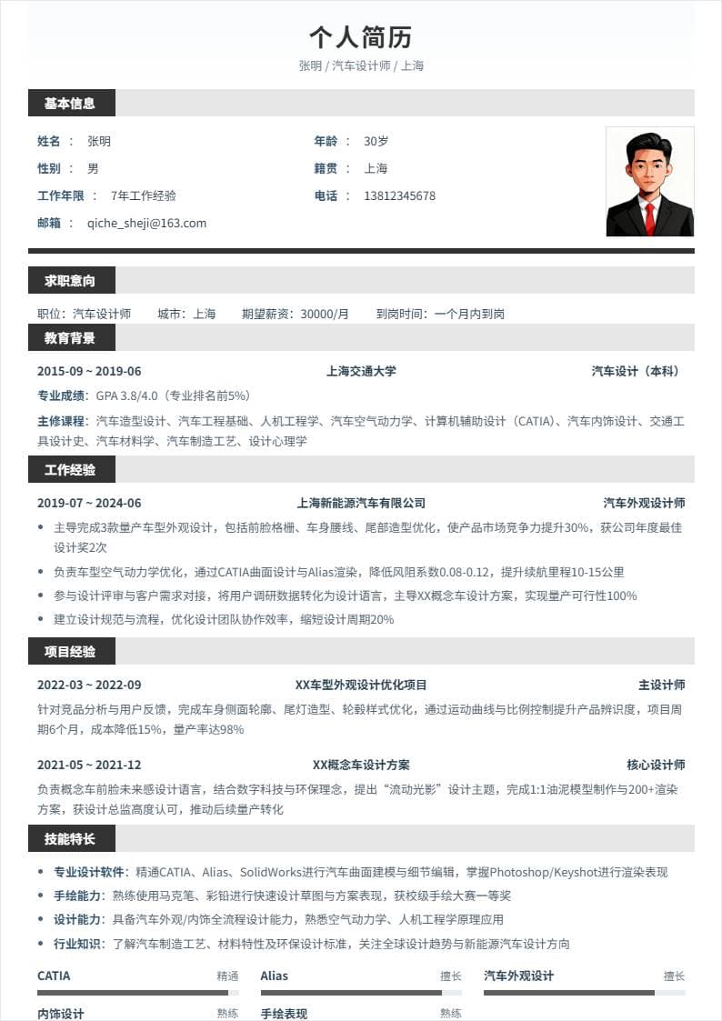 汽车设计师 | 社招