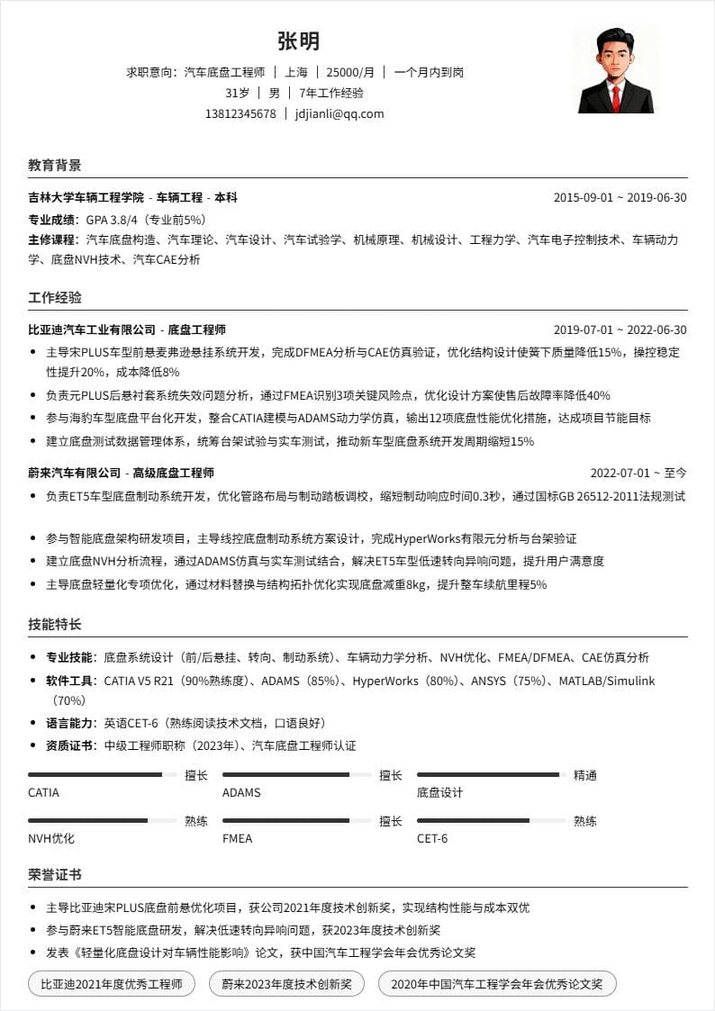 汽车底盘工程师 | 社招