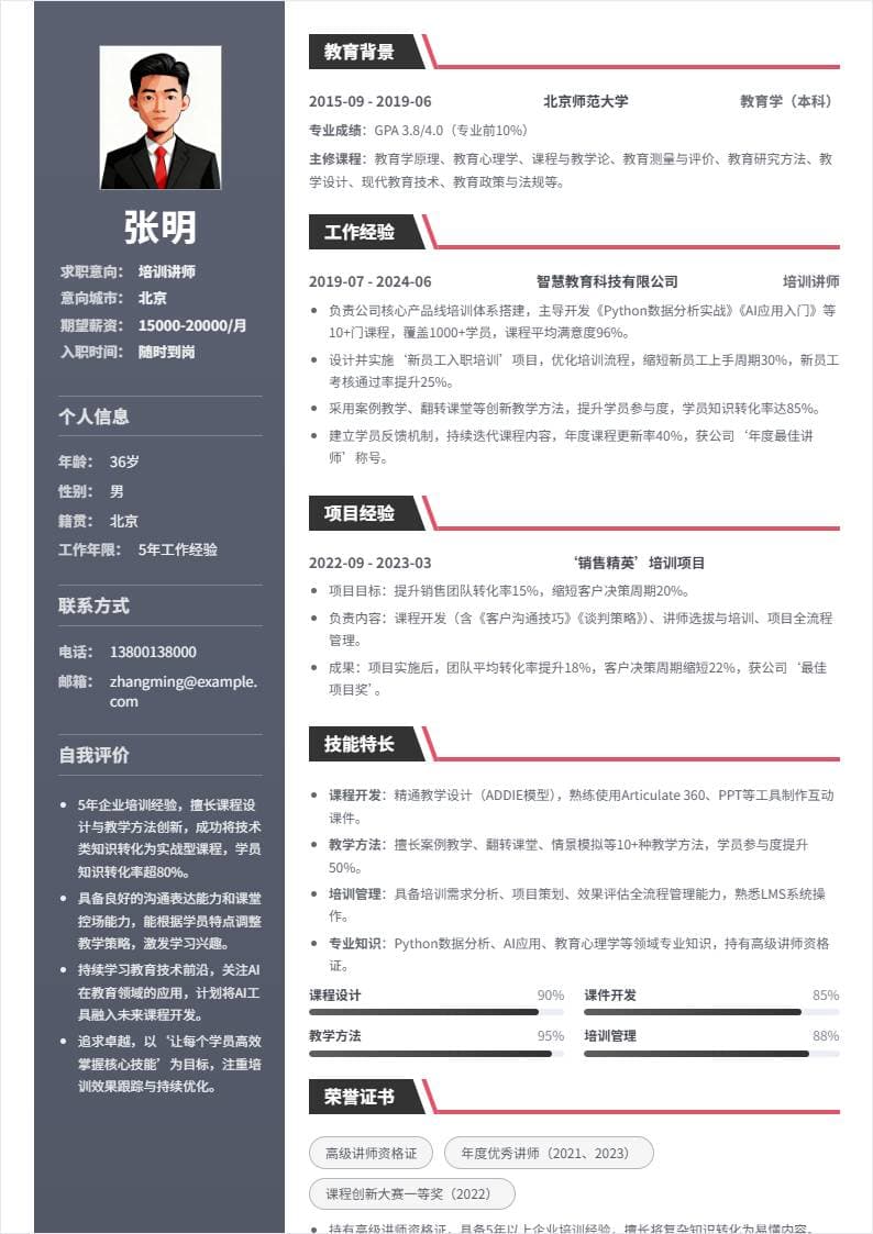 培训讲师 | 社招