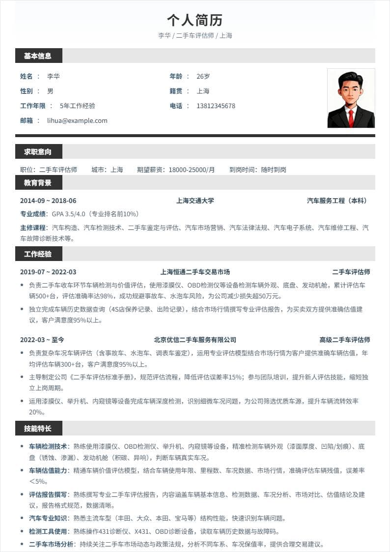 二手车评估师 | 社招
