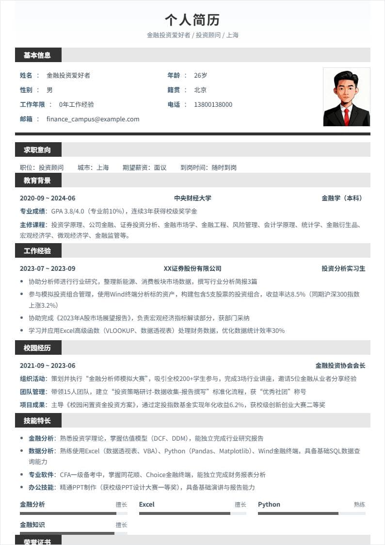 投资顾问 | 校招